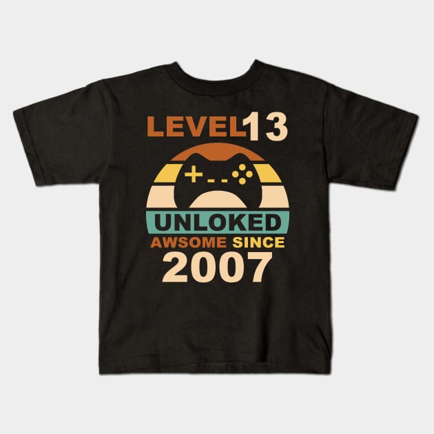 Level 13 Unlocked Awesome Since 2007 13th Birthday Kids T-Shirt by NiceTeeBroo